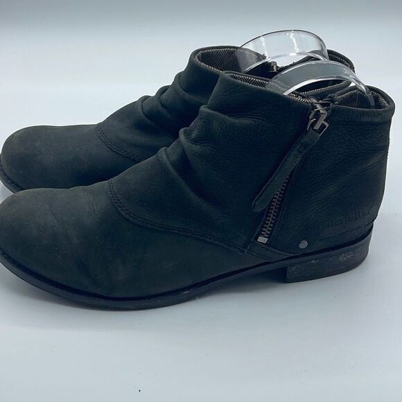 Caterpillar Women's Ankle Booties Double Zip Boots Ruched Leather Black Size 7 - Picture 9 of 16
